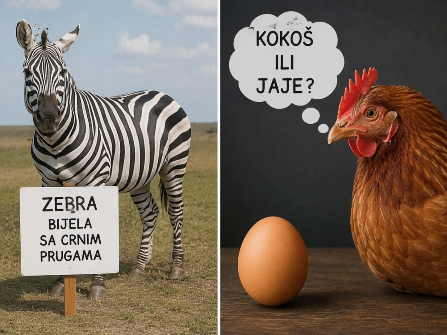 Kokoš, ili jaje & crna sa bijelim prugama, ili ...? - slika 1